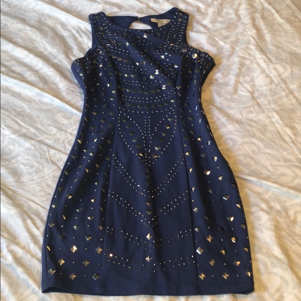 Arden B cobalt blue dress with silver accents